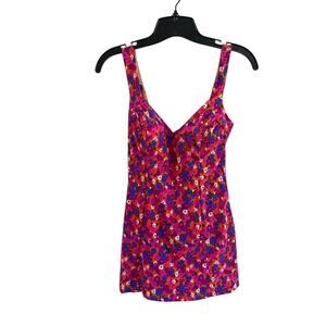 VTG Cole of California 70s Floral Halter One Piece Swimsuit Retro Pinup 12